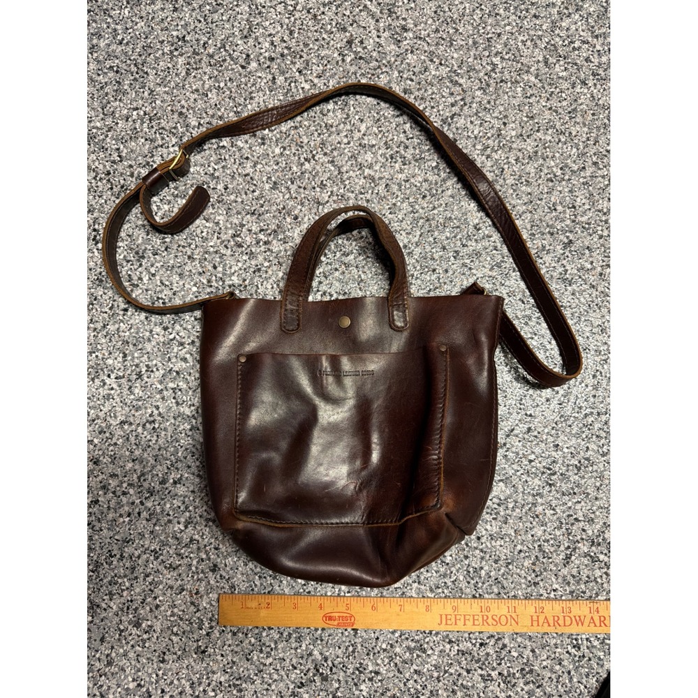 Portland Leather Goods Nutmeg Brown Full Grain Leather Mini Crossbody Tote Bag